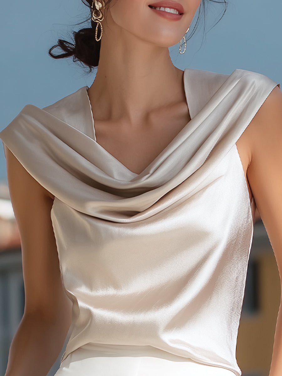 Chic Flowing Silk Cowl Top