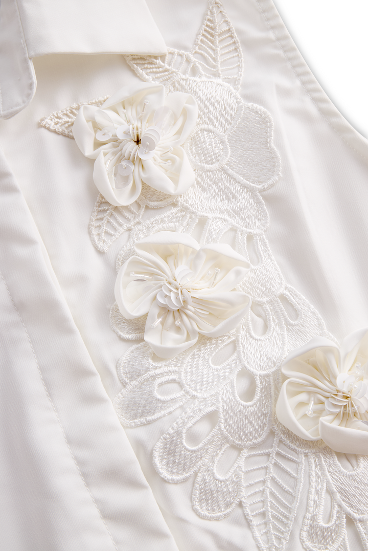 Tank Top with Embroidered Botanical Design