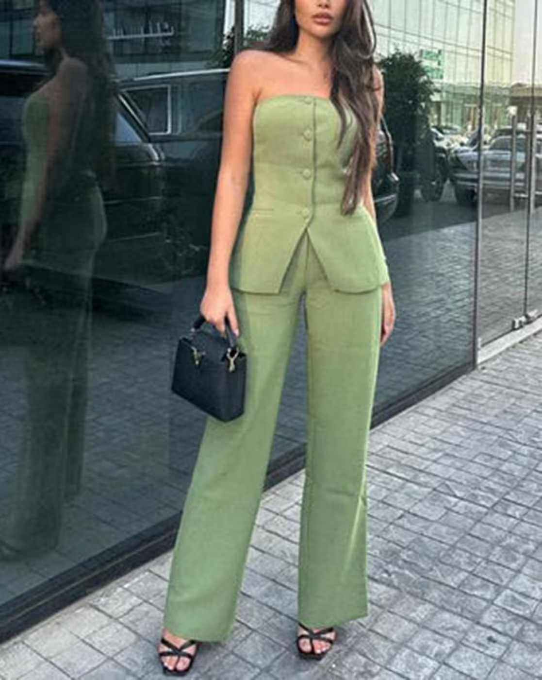BRIA - Strapless Cropped Top and High-Waisted Skirt Set