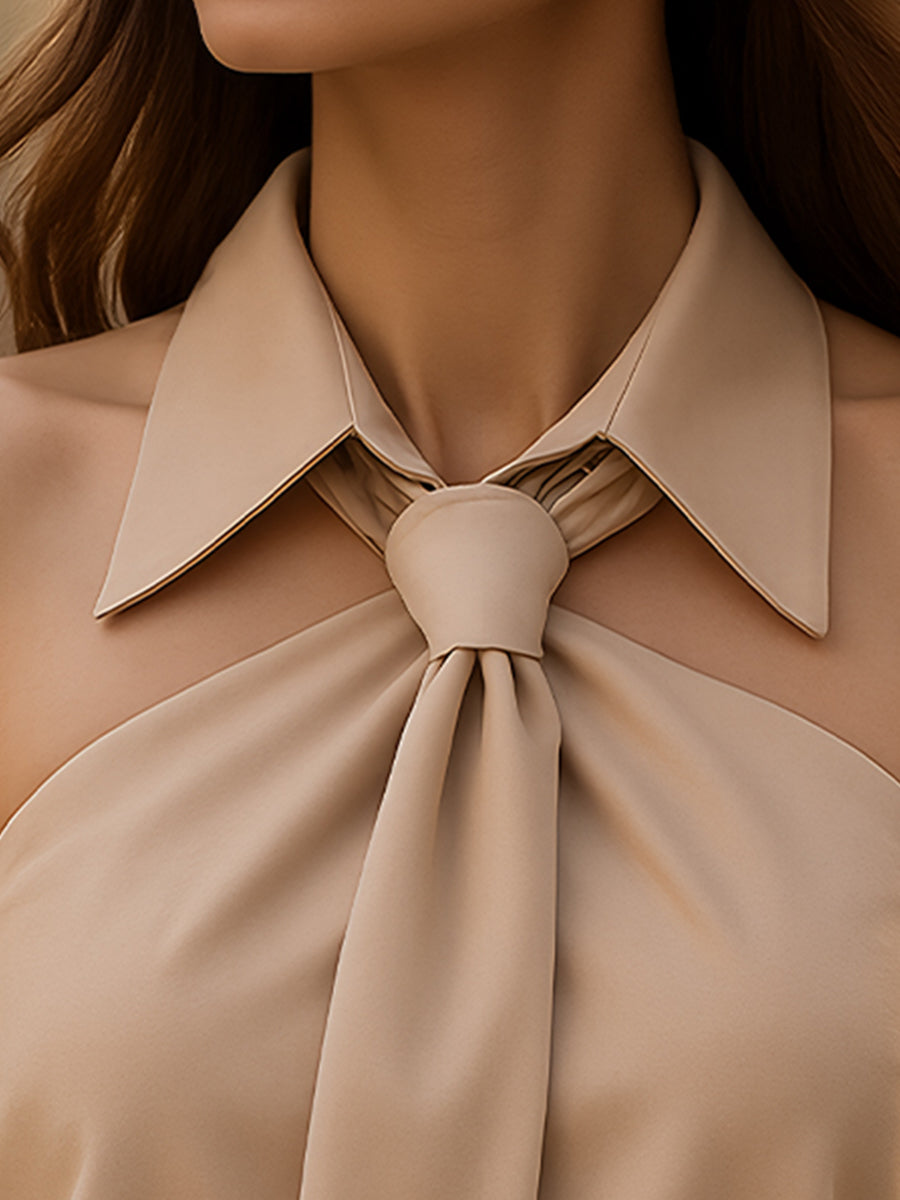 Chic Sleeveless Cowl Neck Top with Adjustable Tie Feature