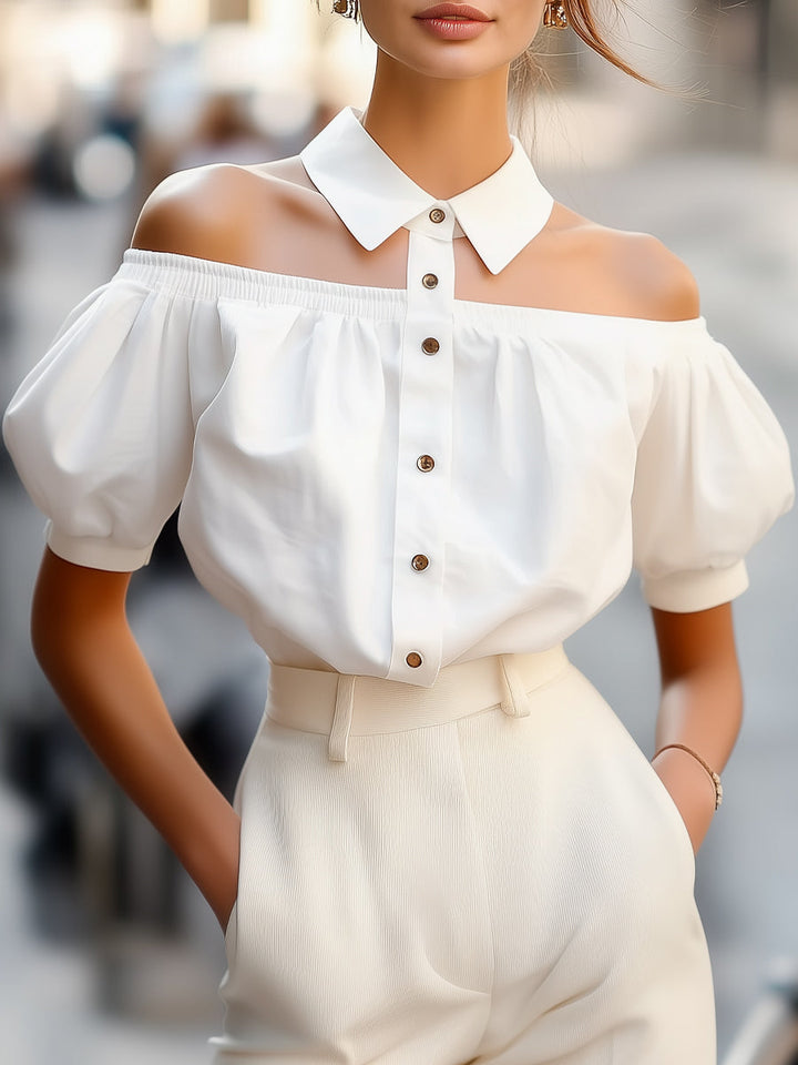 Elegant V-Neck Wrap Top with Bold Ruffle Sleeves