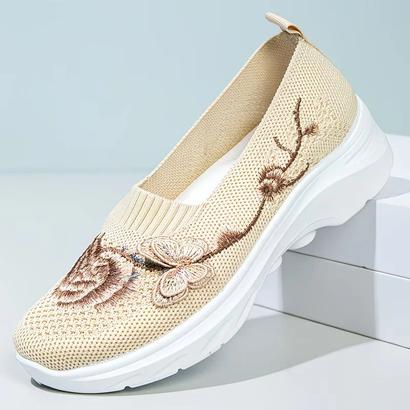 Isabella - Floral Appliqué Slip-Ons