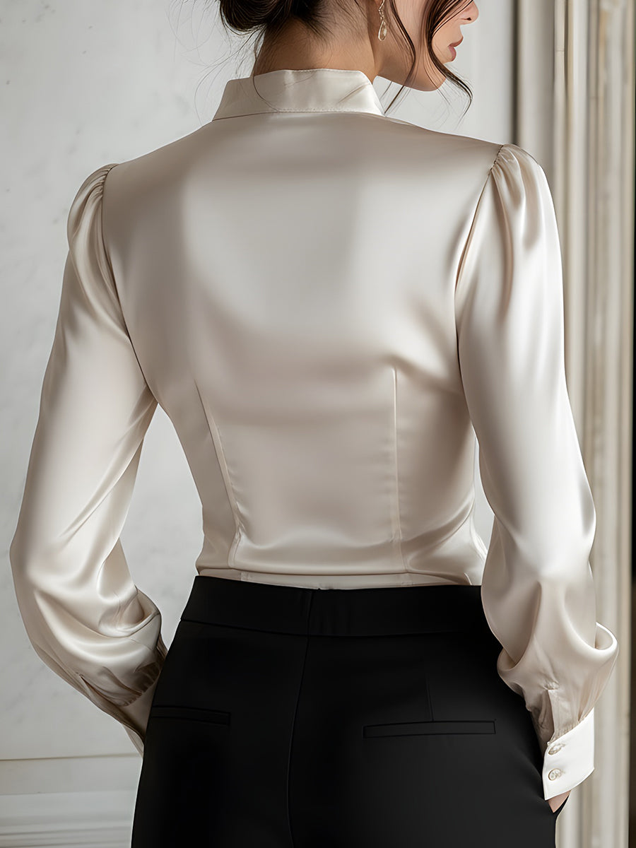 Chic High-Neck Zip-Back Tailored Top