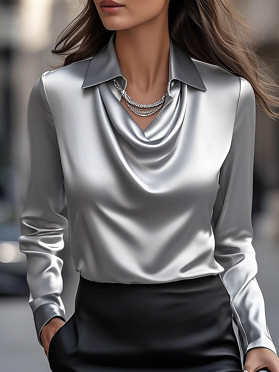 Chic Black Silk Top with Asymmetrical Hemline
