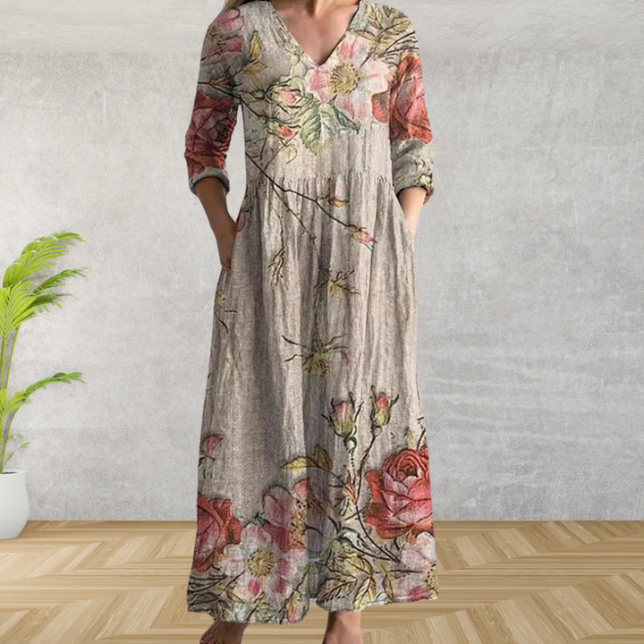 Serena™ | Chic Botanical Midi Dress