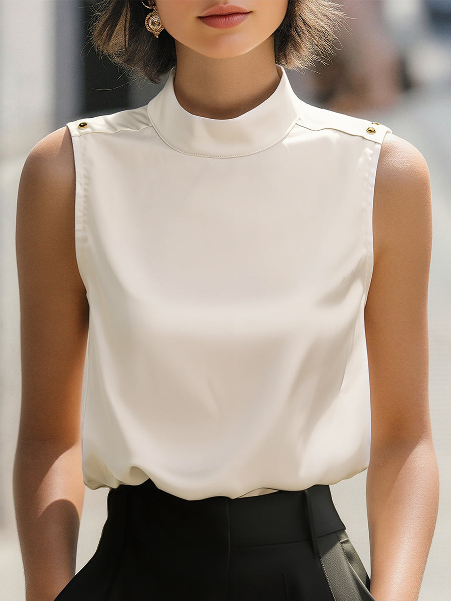 Chic Blush V-Neck Cap Sleeve Silk Top