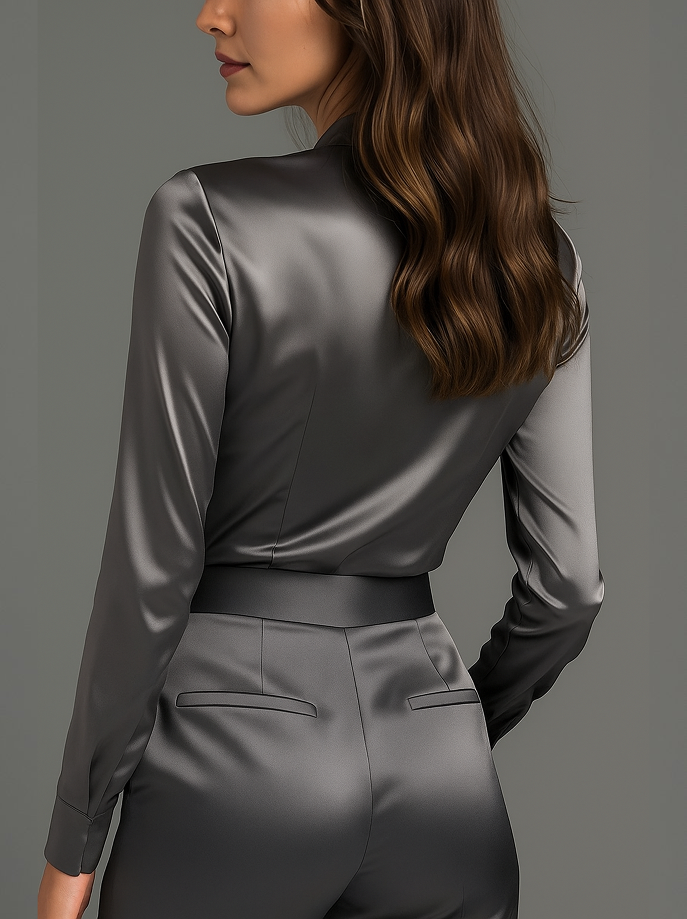 Midnight Blue Silk Top with Elegant Fitted Silhouette