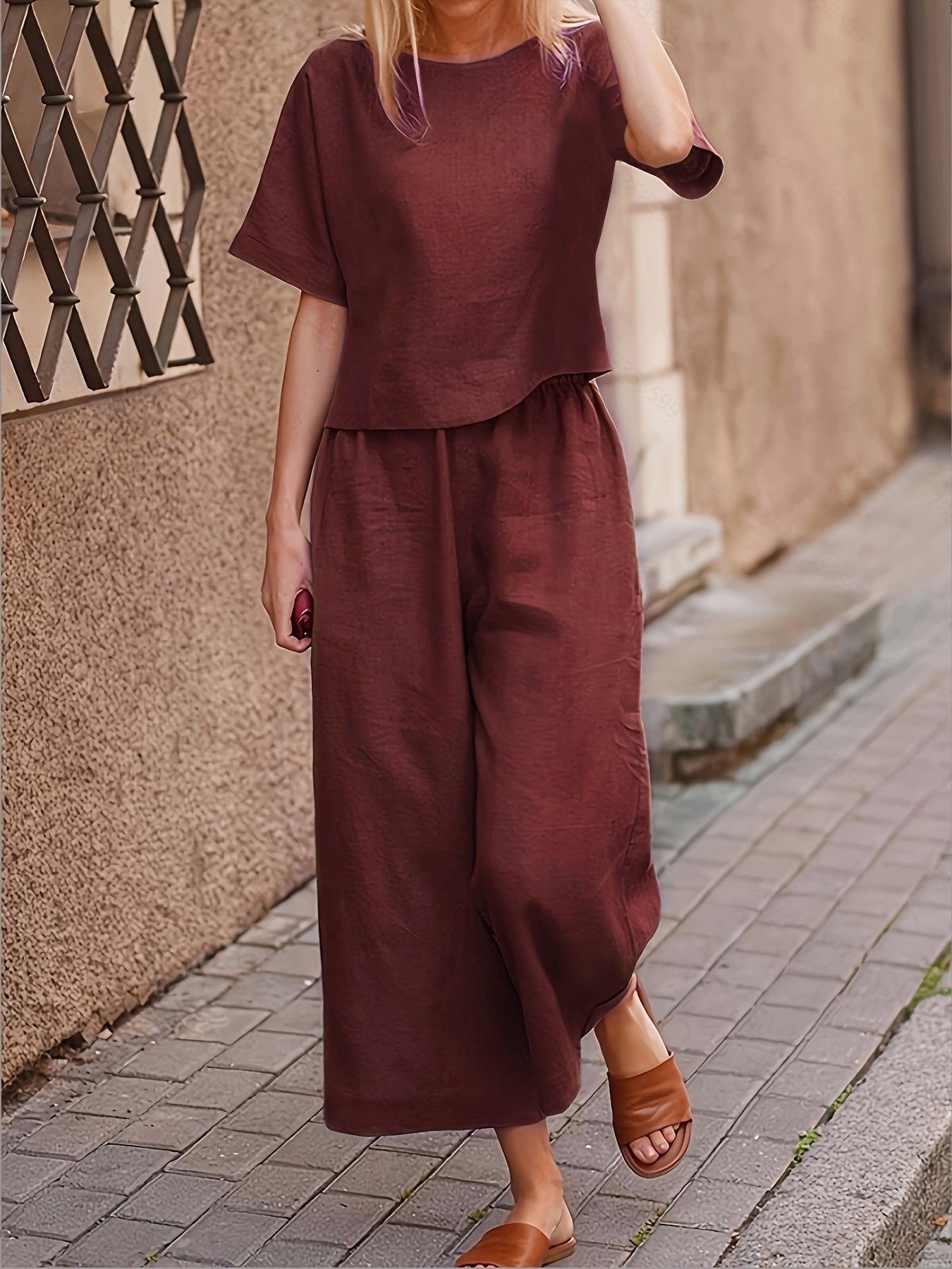 Camille | Cotton-Blend Flared Two-Piece Ensemble