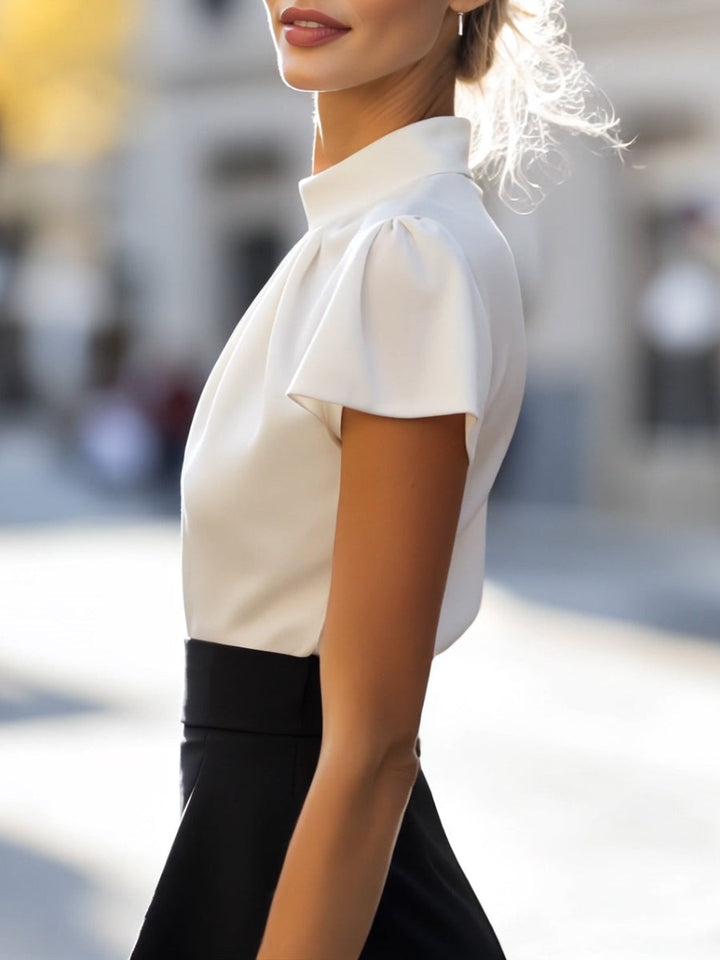 Elegant Ruffled Mock-Neck Top