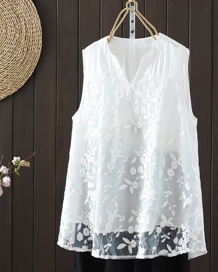 Shilika - Sleeveless Top with Floral Pattern
