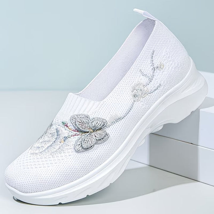 Isabella - Floral Appliqué Slip-Ons