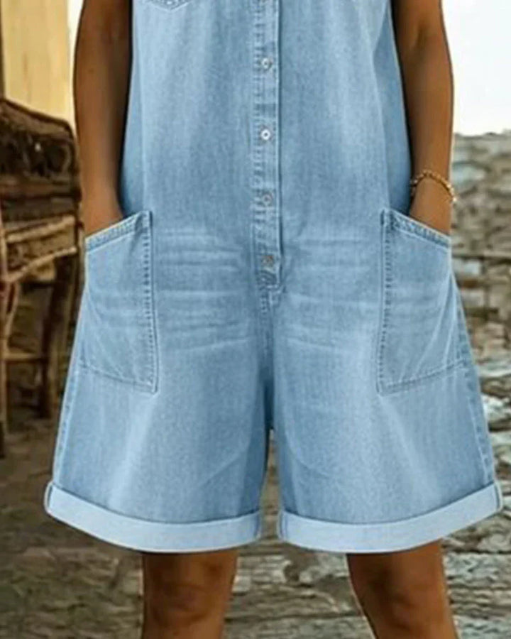 Paola | Denim Jumpsuit with Front Buttons