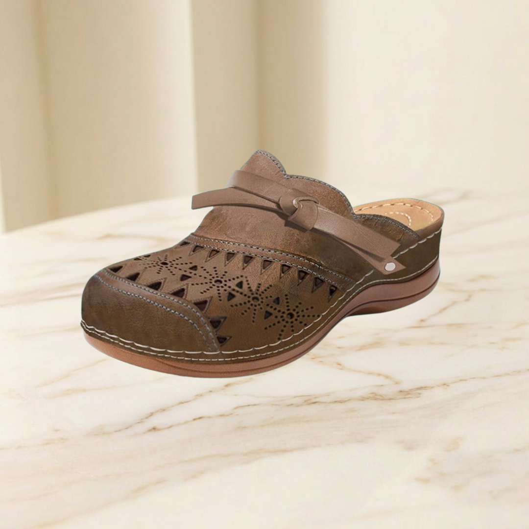 Isabella - Cutout Bow Detail Flat Mules