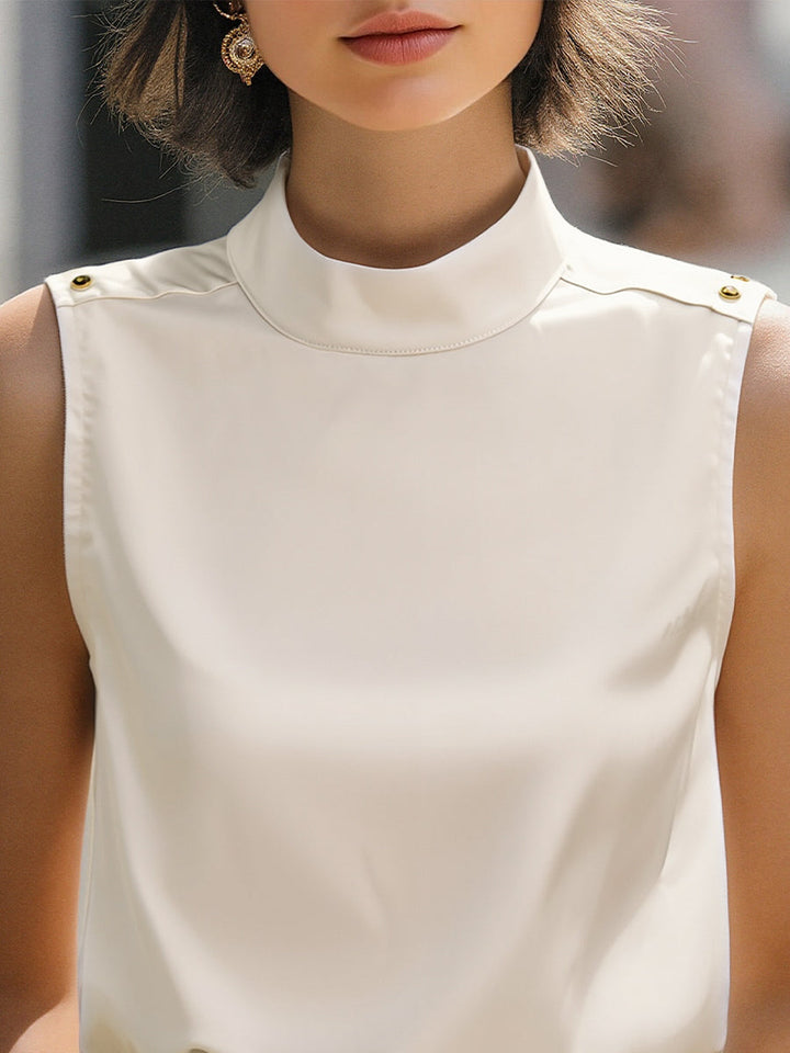 Chic Blush V-Neck Cap Sleeve Silk Top