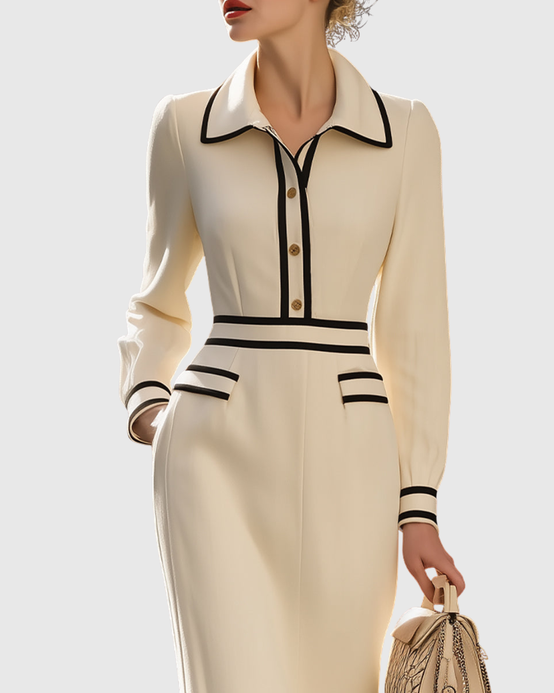 Aderyn | Custom-Fit Midi Dress Featuring Button Accents