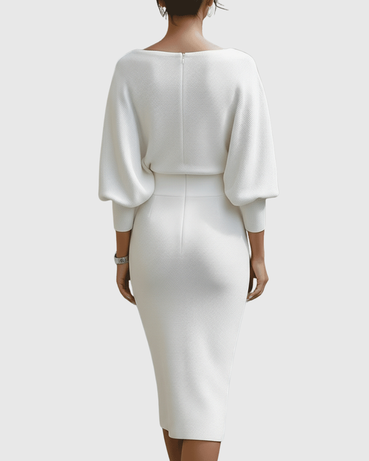 Ismeria | Ivory Flowing Batwing Midi Dress