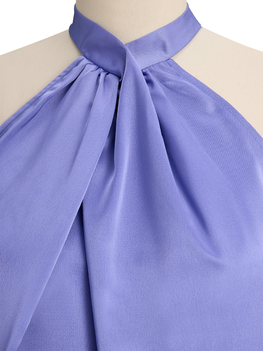 Elegant V-Neck Draped Silk Top