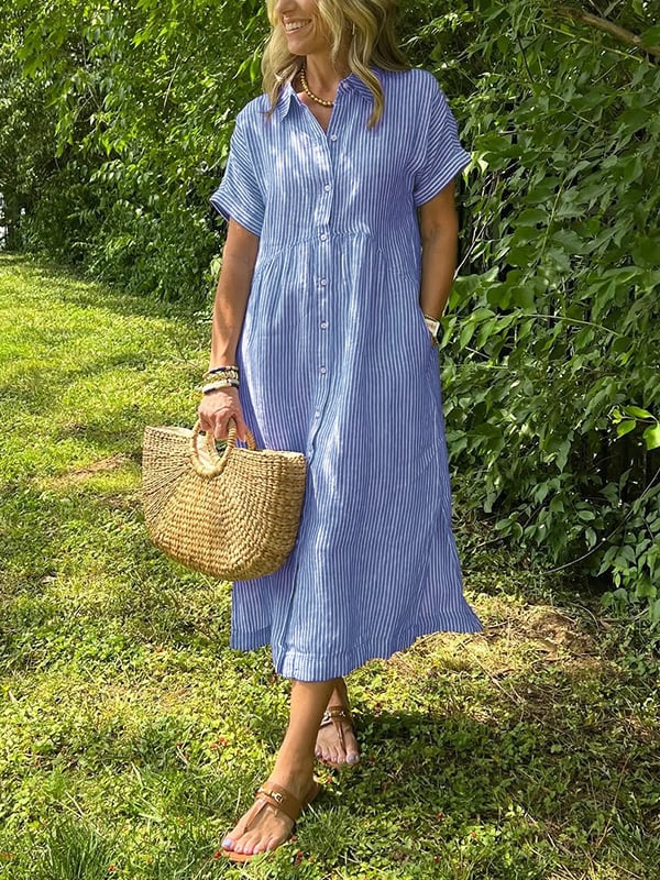 Ishka™ | Checkered Shirt Dress