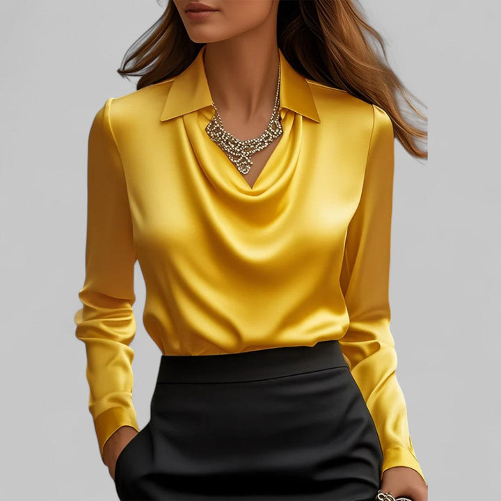 Emerald | Women’s Flowing Neck Long Sleeve Silk Tops