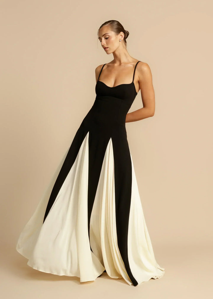 Celestia™ | Chic Dual-Tone Flounce Maxi Gown