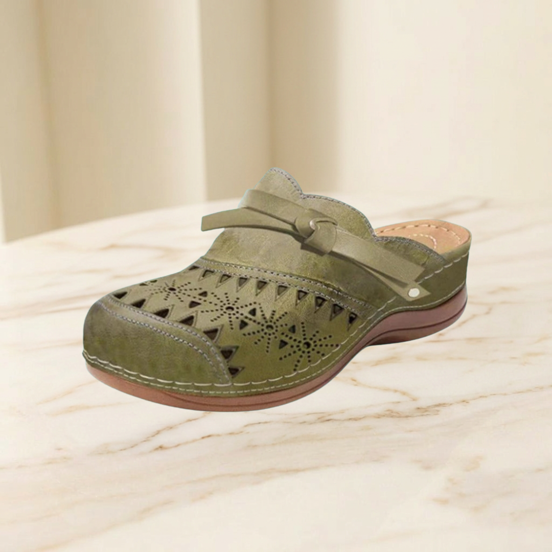 Isabella - Cutout Bow Detail Flat Mules