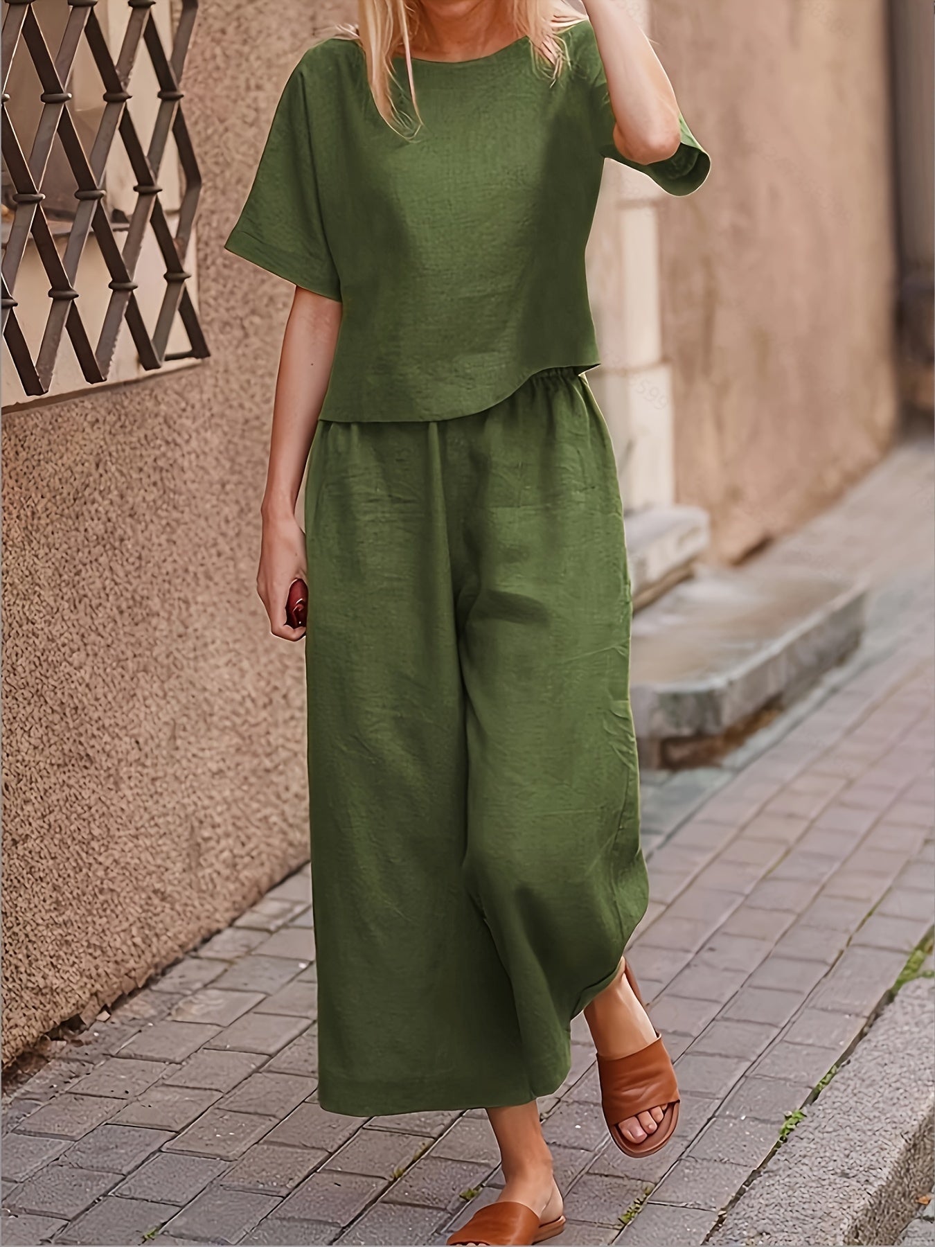 Camille | Cotton-Blend Flared Two-Piece Ensemble