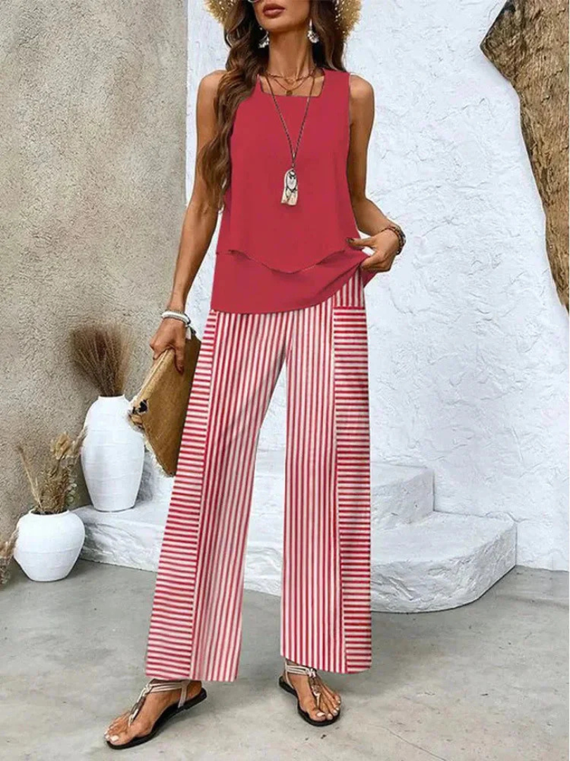 Ovelynra™ | Sleeveless Blouse & Wide-Leg Trousers
