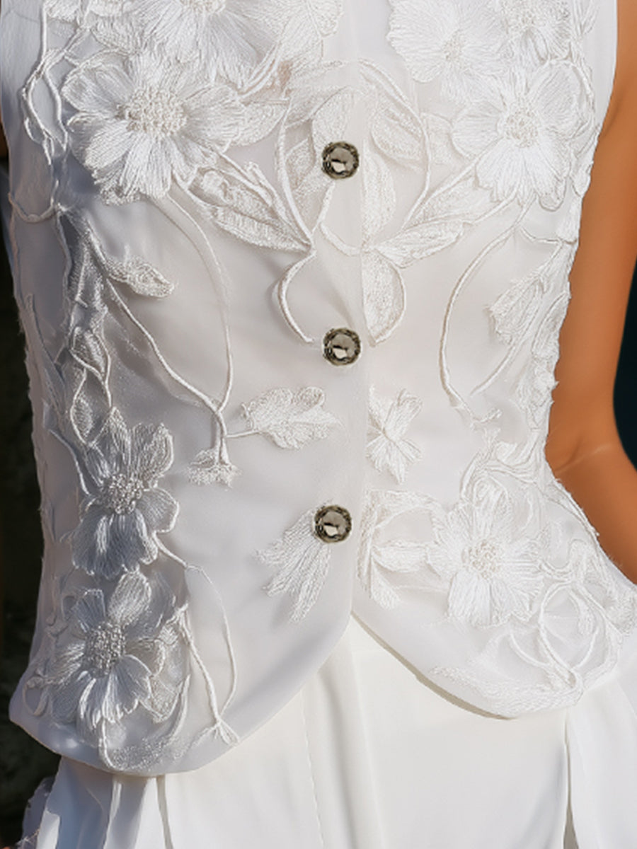 Chic Sleeveless Lace-Trimmed Blouse