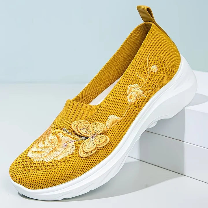 Isabella - Floral Appliqué Slip-Ons