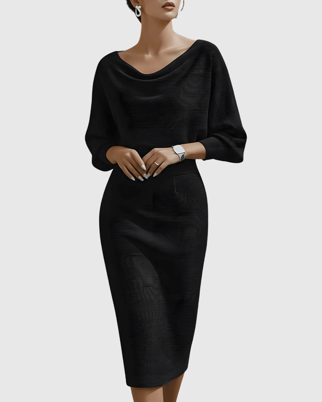 Ismeria | Ivory Flowing Batwing Midi Dress