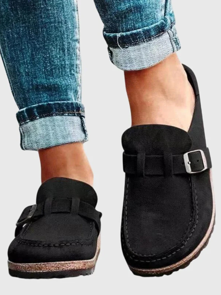Barcelona – Leather Strap Cozy Mules