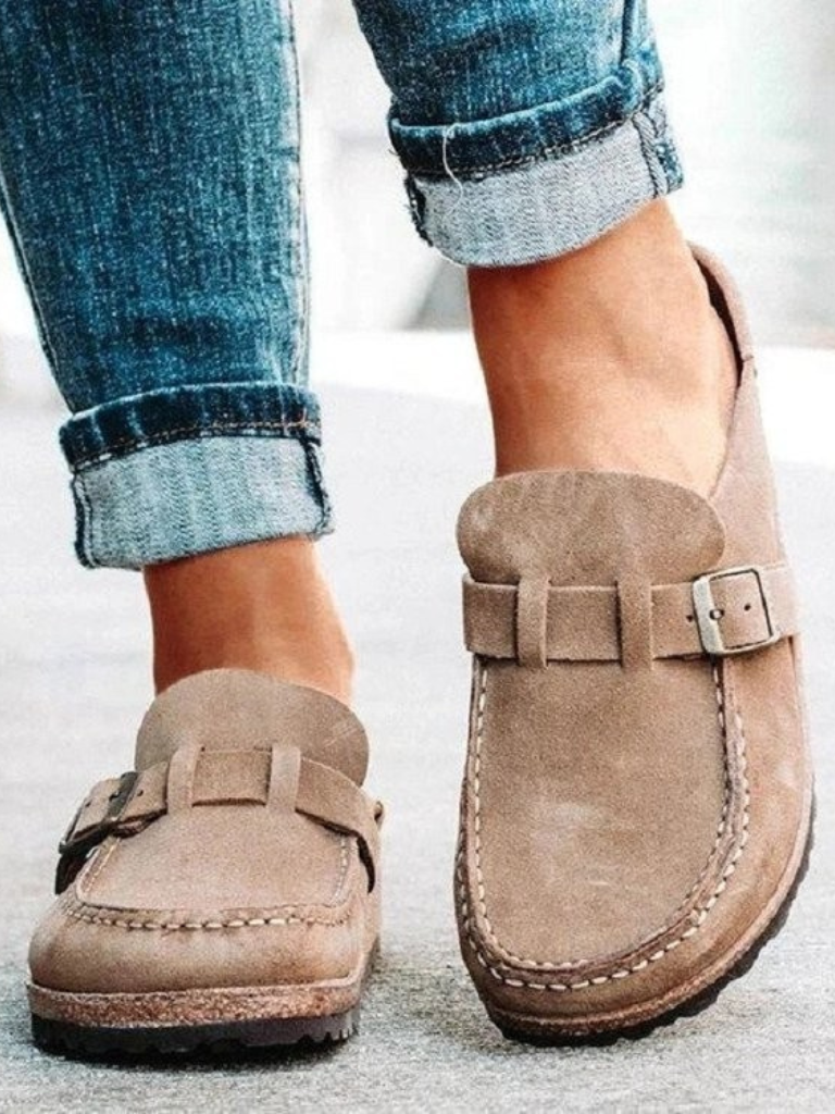 Barcelona – Leather Strap Cozy Mules