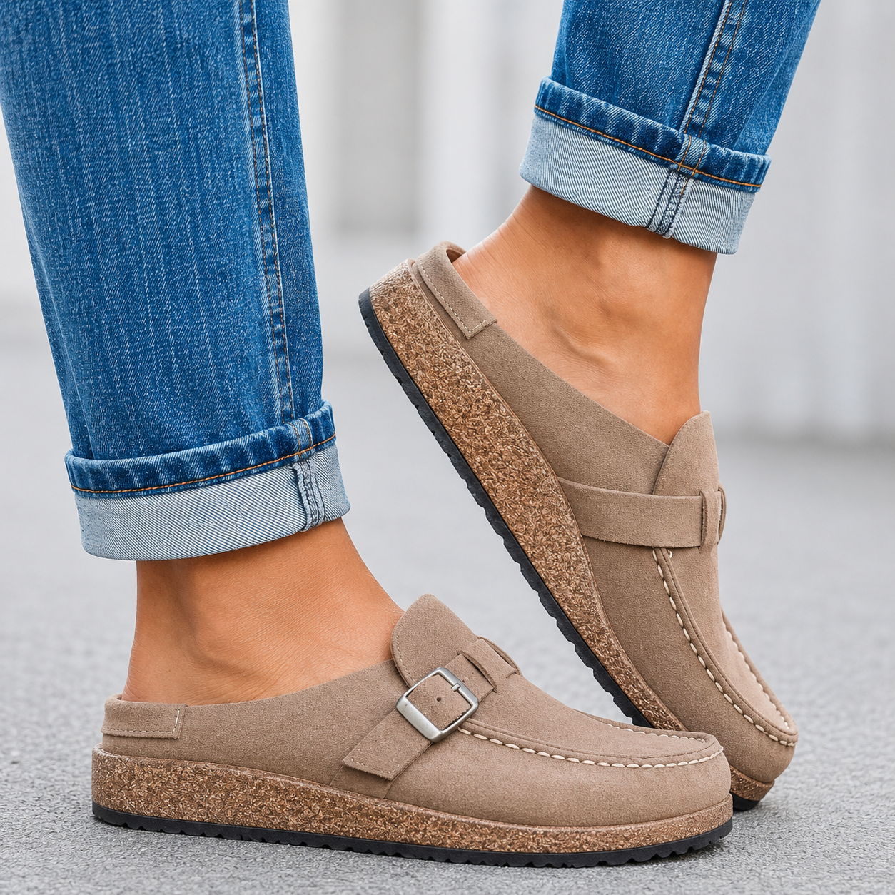 Ember – Suede Buckle Mule