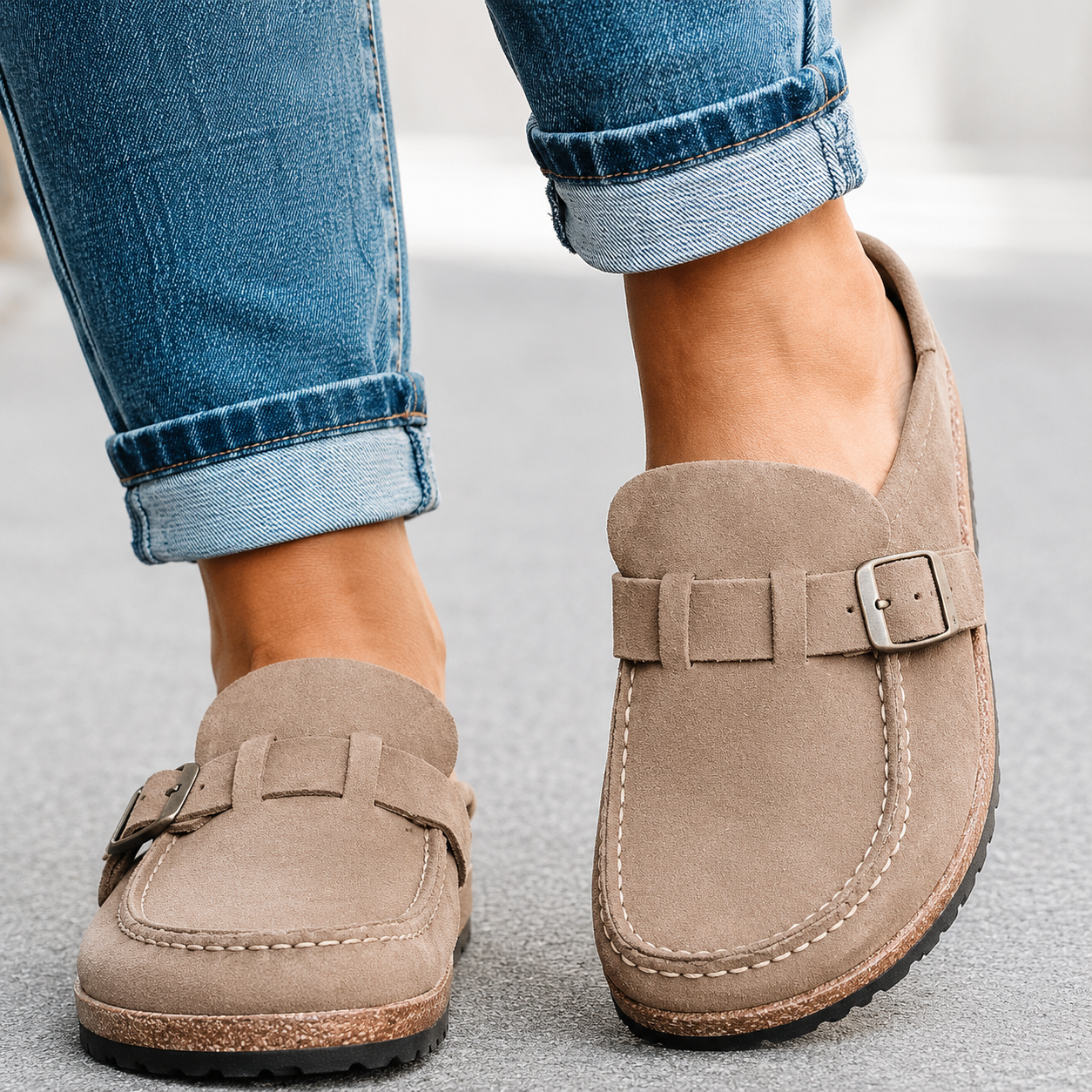 Ember – Suede Buckle Mule
