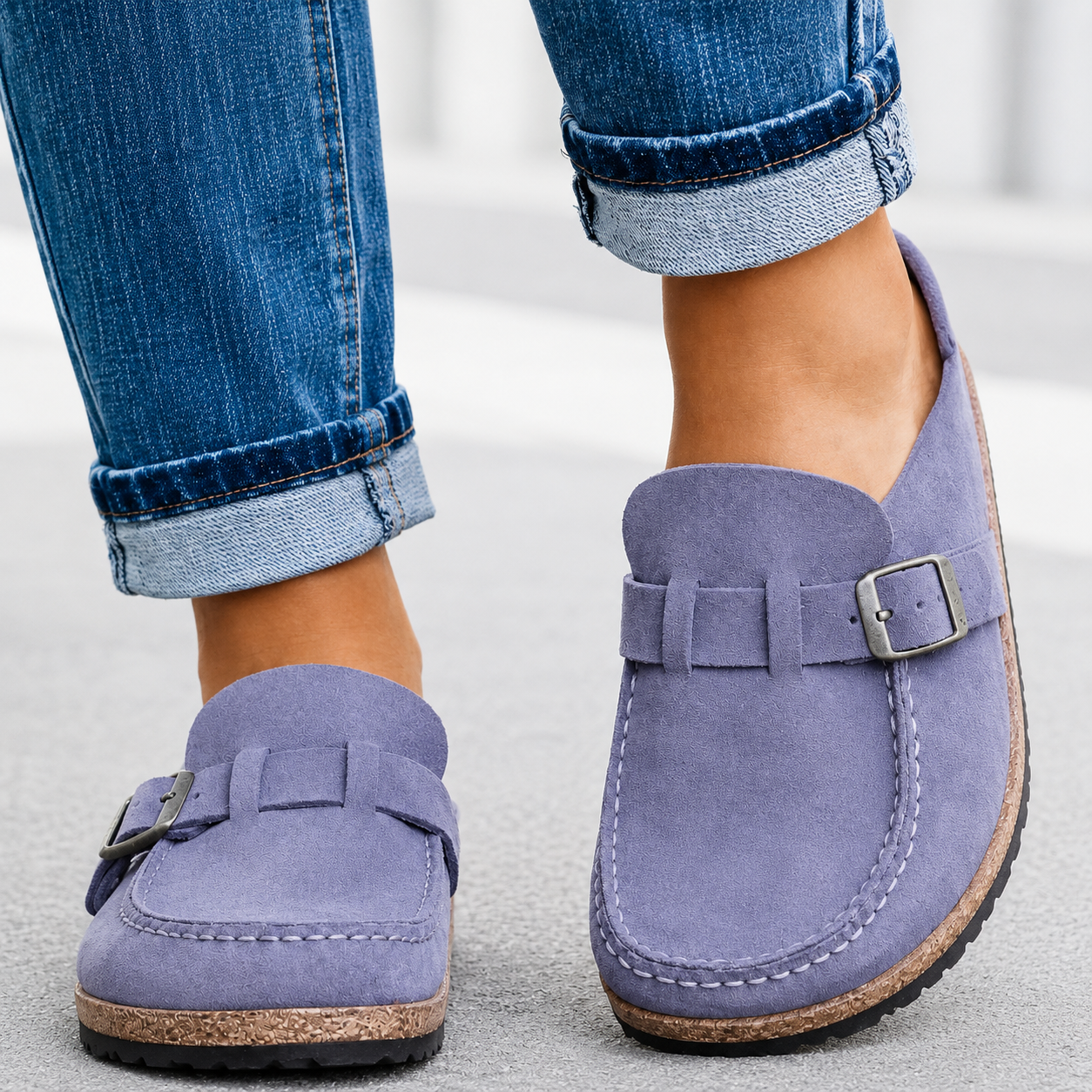 Ember – Suede Buckle Mule