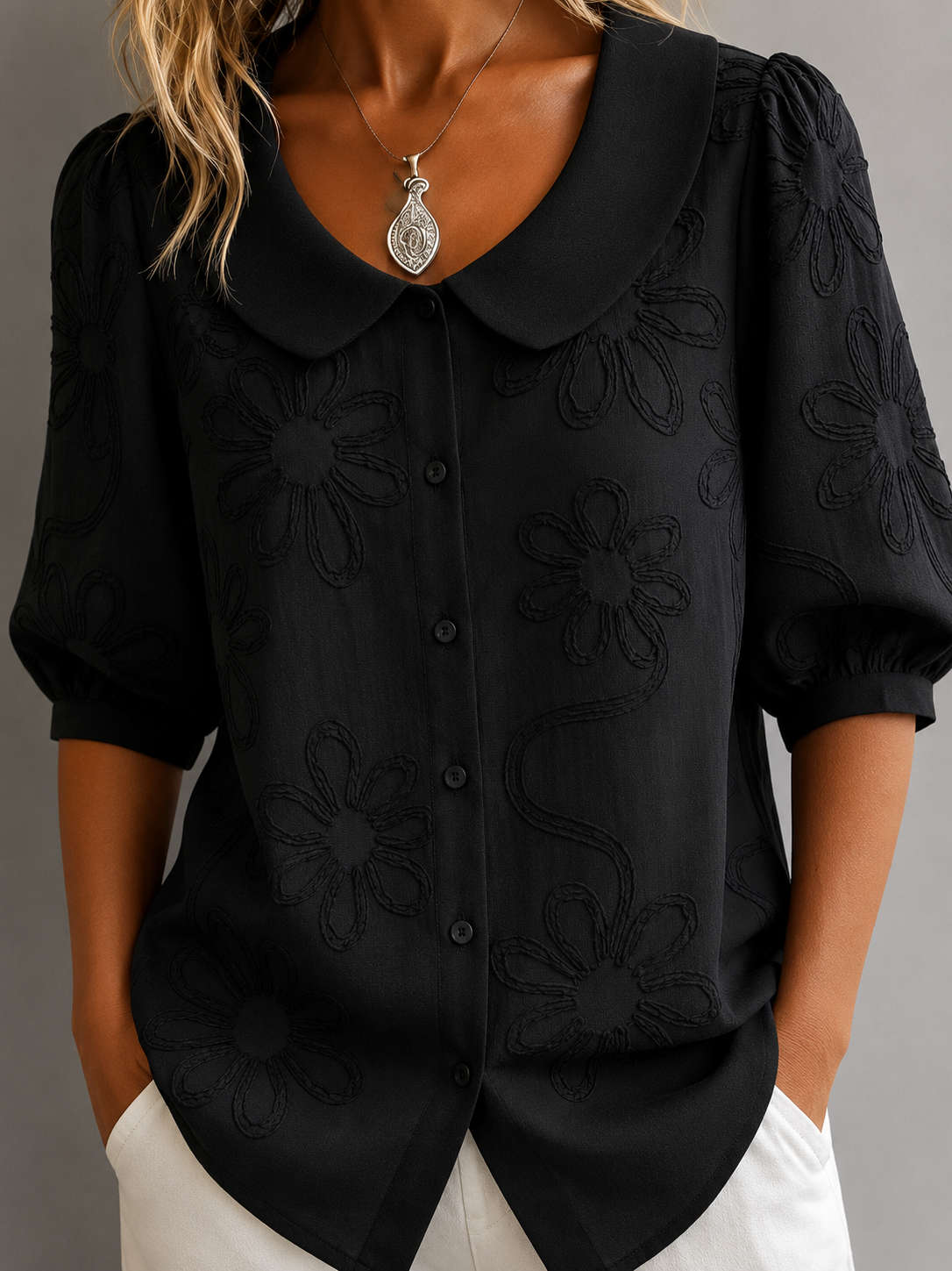 Blerta - Floral Blouse With Natural Elegance