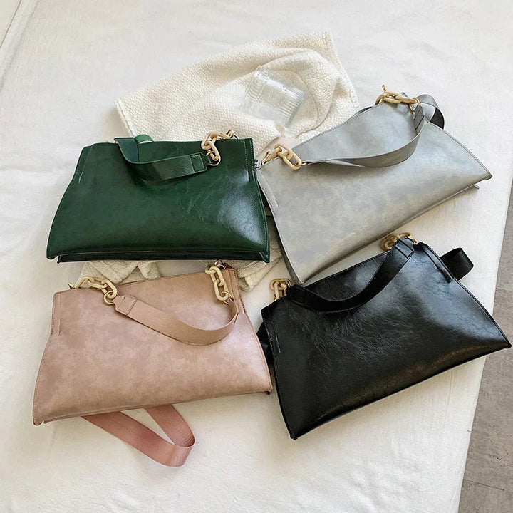 Chic Soft Leather Shoulder Bag - Spacious Fashion Handbag