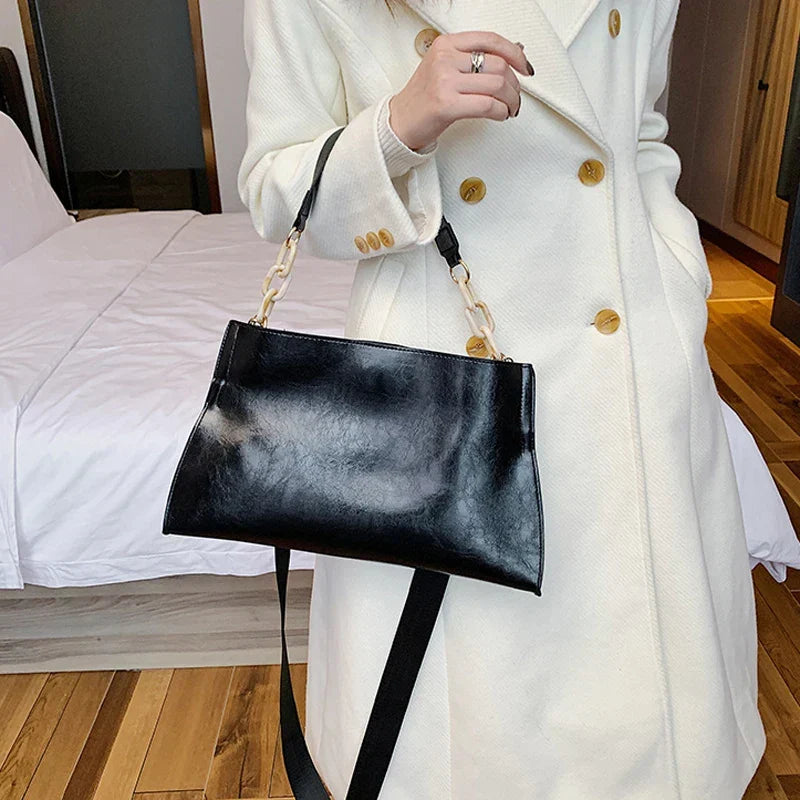 Chic Soft Leather Shoulder Bag - Spacious Fashion Handbag