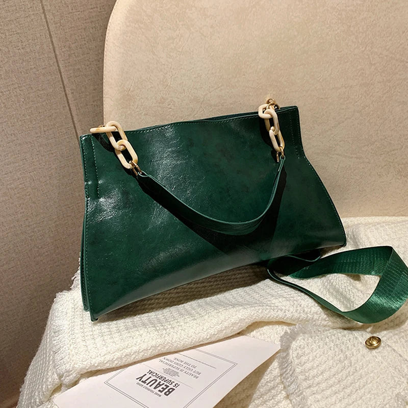 Chic Soft Leather Shoulder Bag - Spacious Fashion Handbag