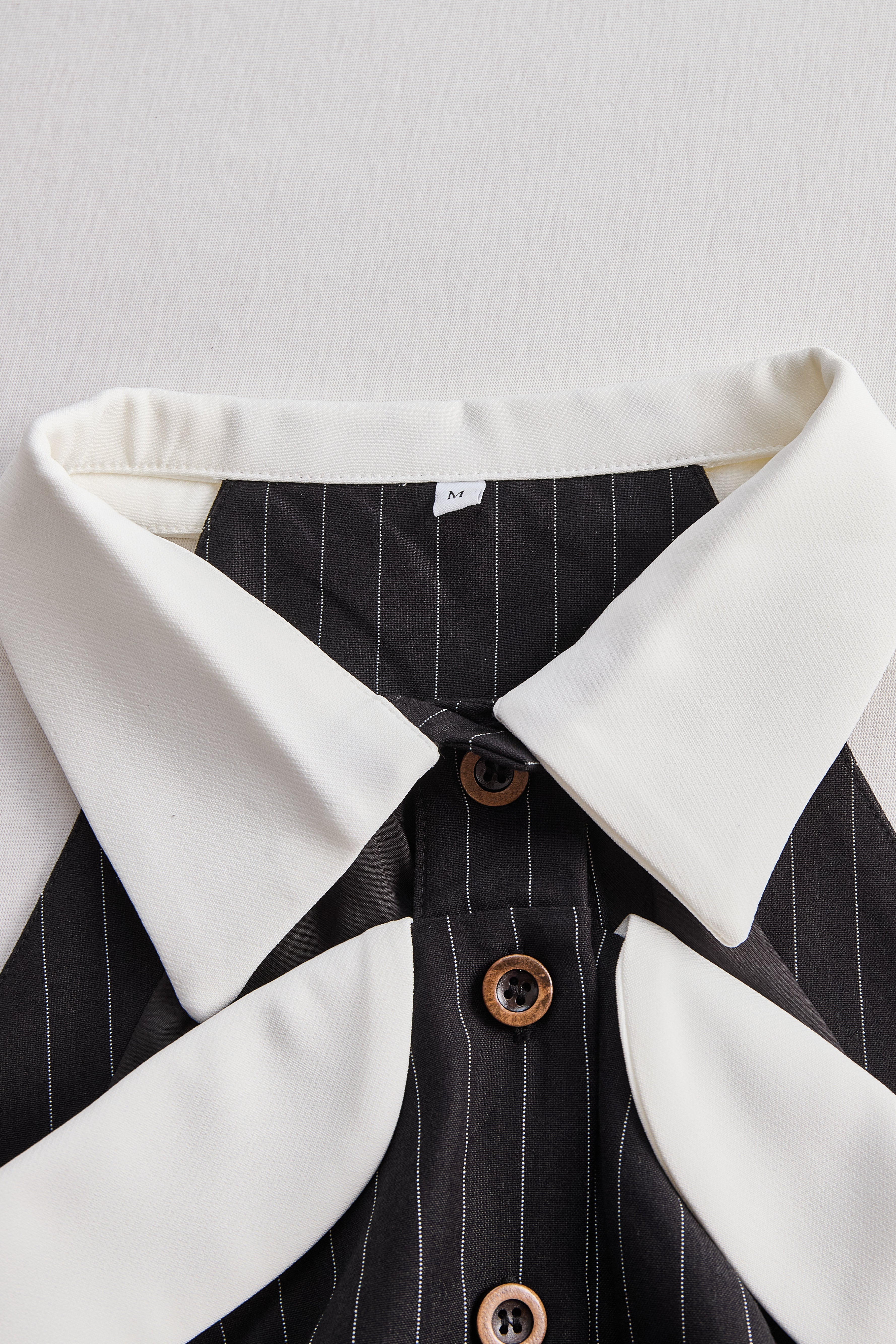 Plaid Blouse With Contrasting Cuffs And Button Closure