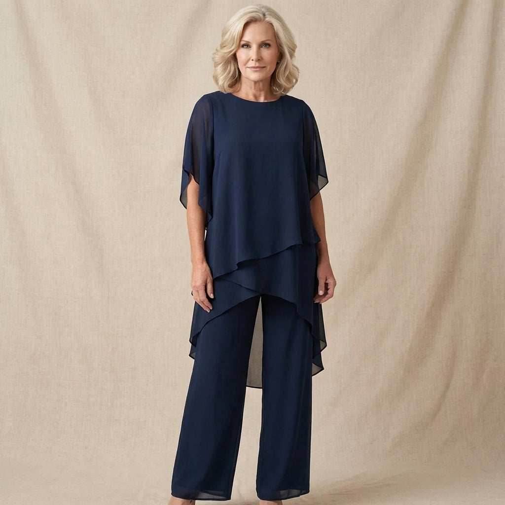 Jasmine | Flowing Blouse with Wide-Leg Trousers