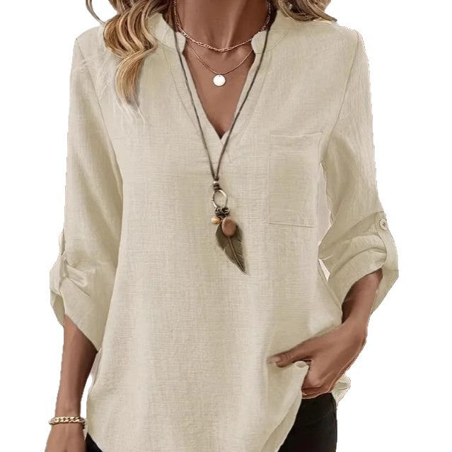 Isabella | Chic Silk/Cotton V-Neck Top