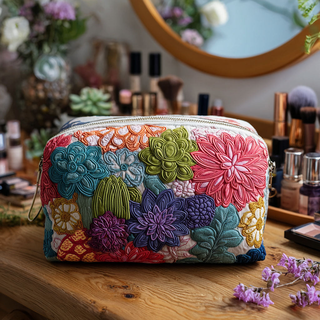 Effie | Cactus Quilted Cosmetic Bag