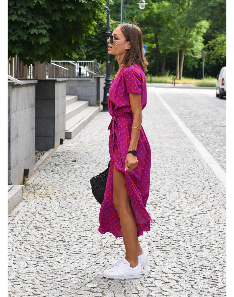 Elena™ | Elegant A-Line Polka Dot Dress