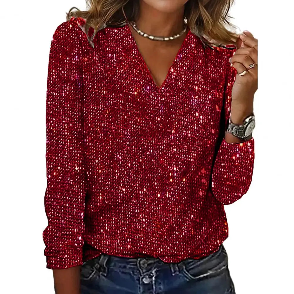 Olivia Sparkling Sequin V-Neck Top