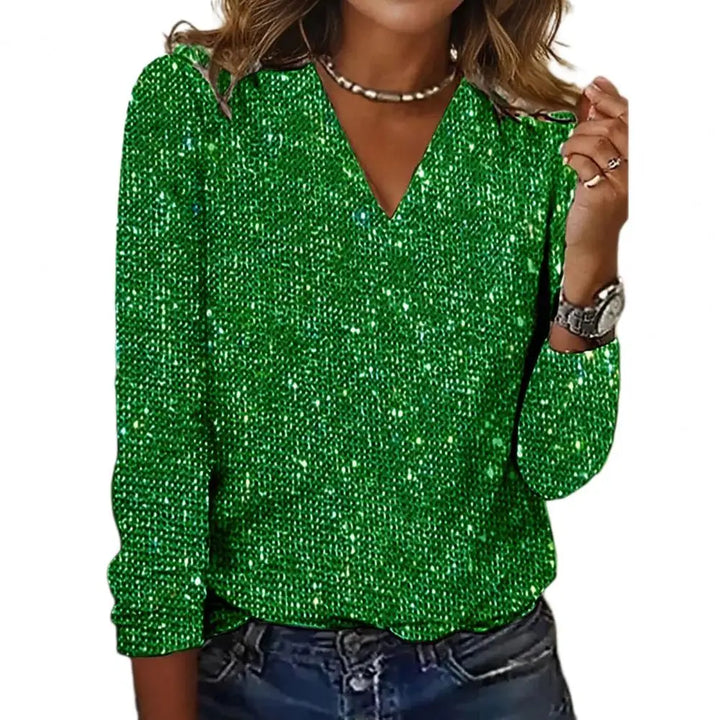 Olivia Sparkling Sequin V-Neck Top