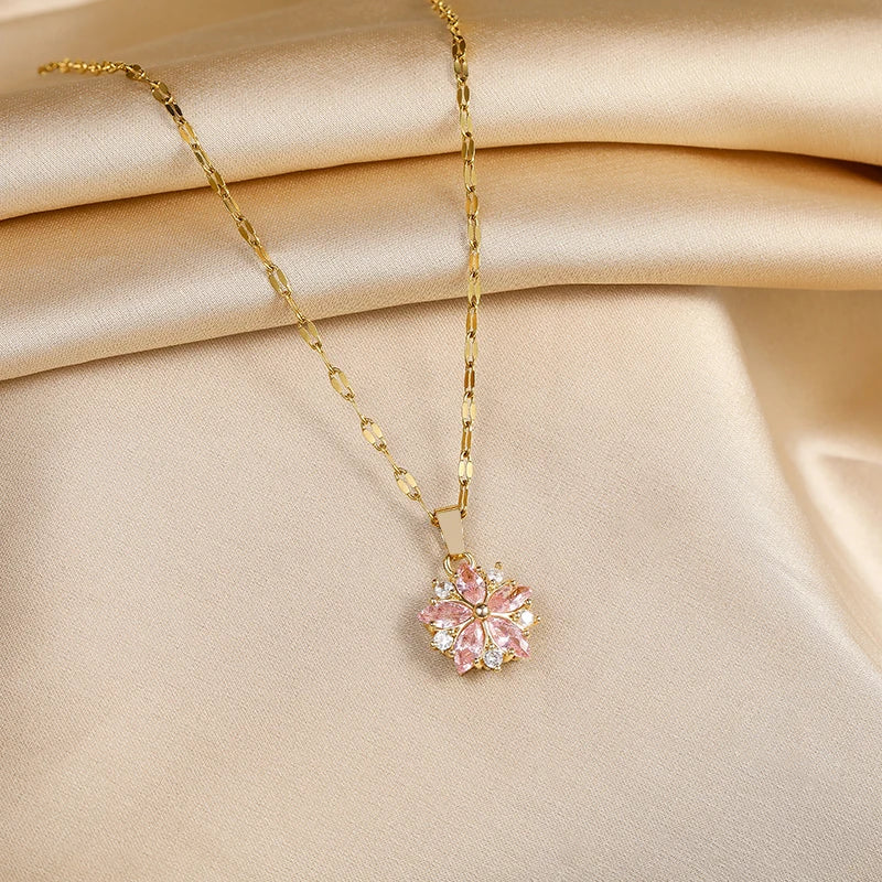 Sakura Rose Romantique Necklace in Stainless Steel