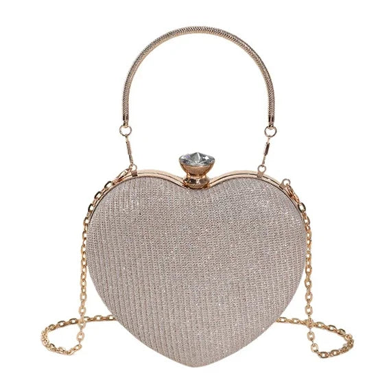 Glossy Heart-Shaped Metal Purse
