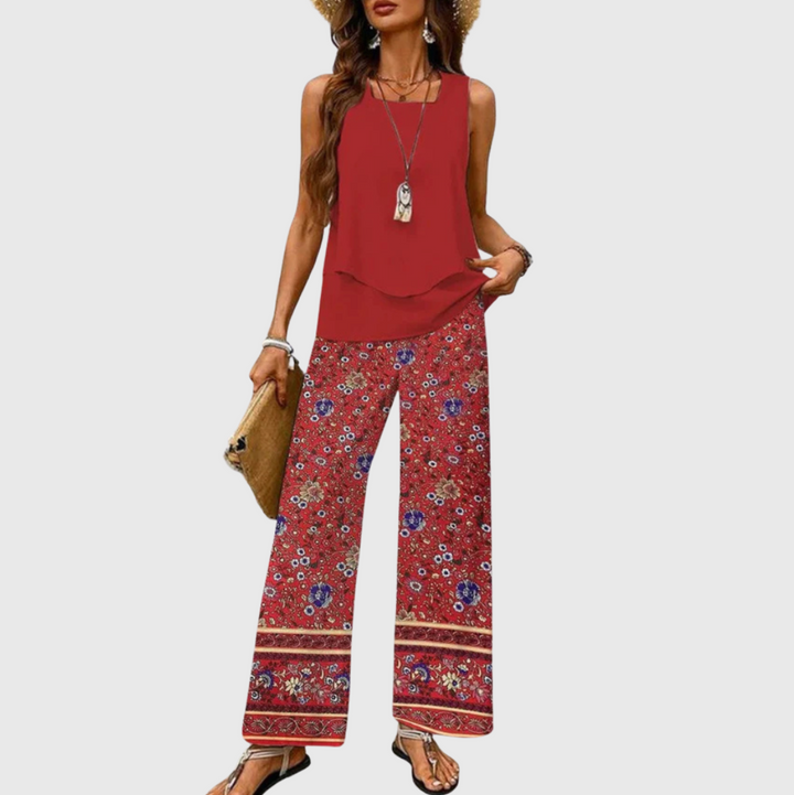 Ovelynra™ | Sleeveless Blouse & Wide-Leg Trousers