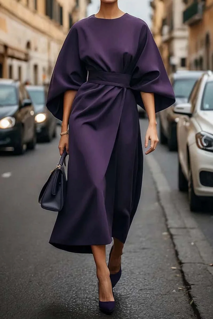Isla™ | Chic Puff Sleeve Midi Dress